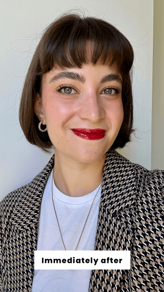 Felbin immediately after applying the Milani Color Fetish Hydrating Lip Stain