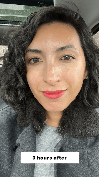 Pai 3 hours after applying Clarins' Water Lip Stain