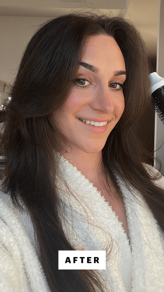 Wohlner after using the BondiBoost Infrared Bounce Thermal Brush