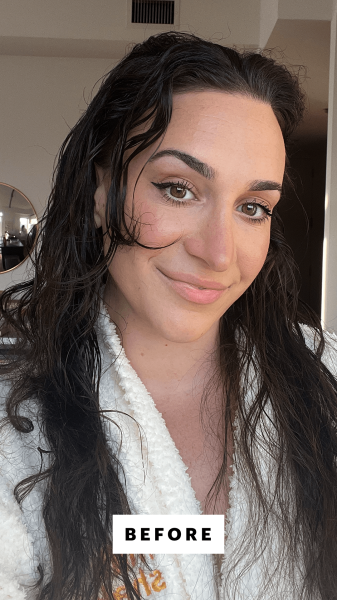 Wohlner before using the BondiBoost Infrared Bounce Thermal Brush