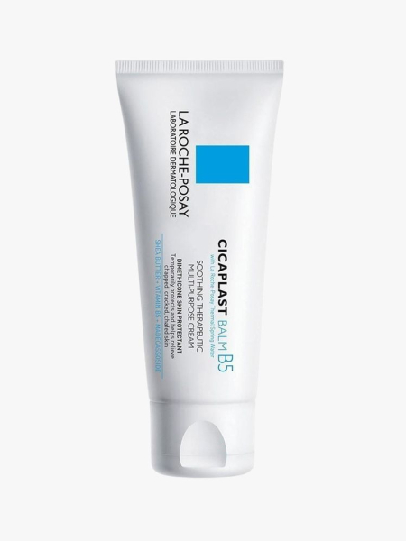 La Roche-Posay Cicaplast Balm B5 white tube on light grey background