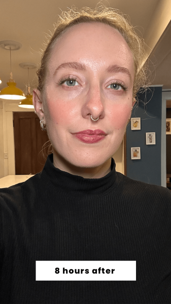 McGrath 8 hours after applying the VioletteFR Lip Nectar