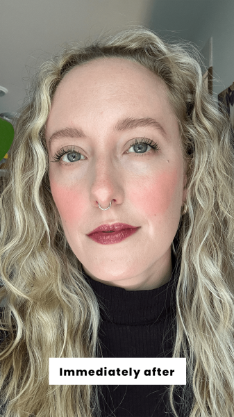 McGrath immediately after applying the VioletteFR Lip Nectar